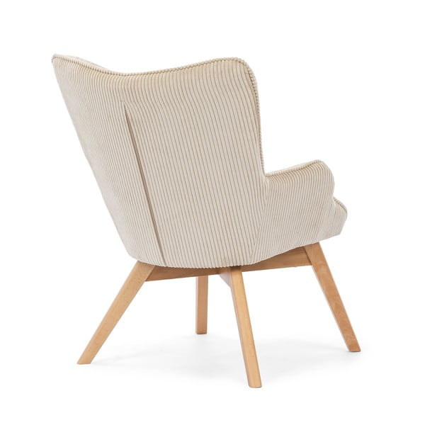 Fotoliu bej cu tapițerie din catifea reiată Niko – Ropez-image-3