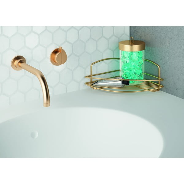 Raft pentru baie auriu de colț din oțel Onda – Metaltex-image-1