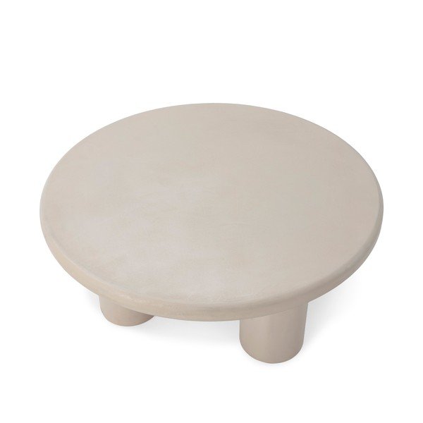 Măsuță de cafea crem rotundă cu aspect de piatră ø 80 cm Iriel – MOME-image-3