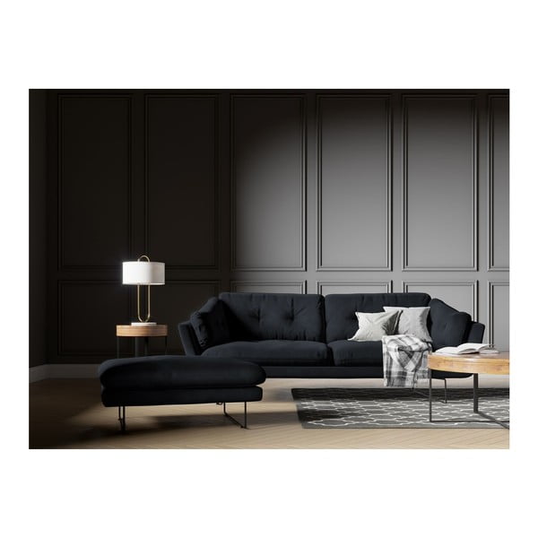 Puf cu tapițerie de catifea Windsor & Co Sofas Gravity, albastru închis-image-3