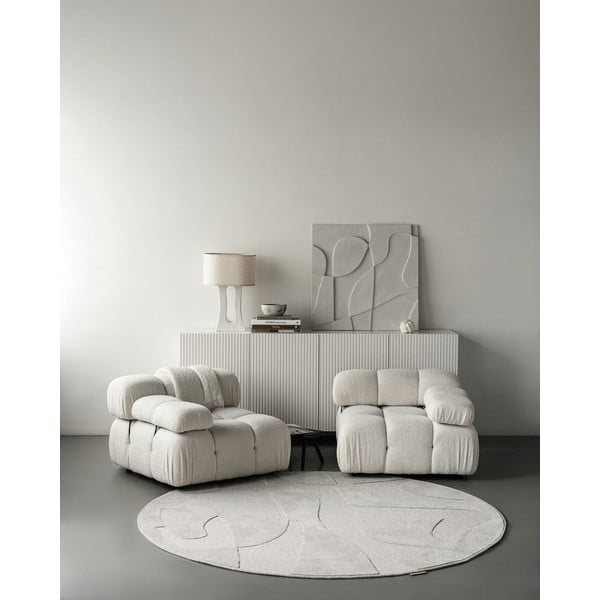 Covor gri deschis rotund din lână ø 120 cm Morphic Botanica – Agnella-image-1