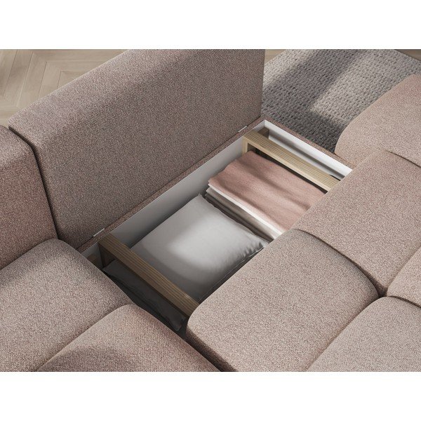 Colțar maro deschis extensibil/cu spațiu de depozitare cu tapițerie din țesătură bouclé (cu colț pe partea stângă/cu șezlong) Vittario – ELTAP-image-2