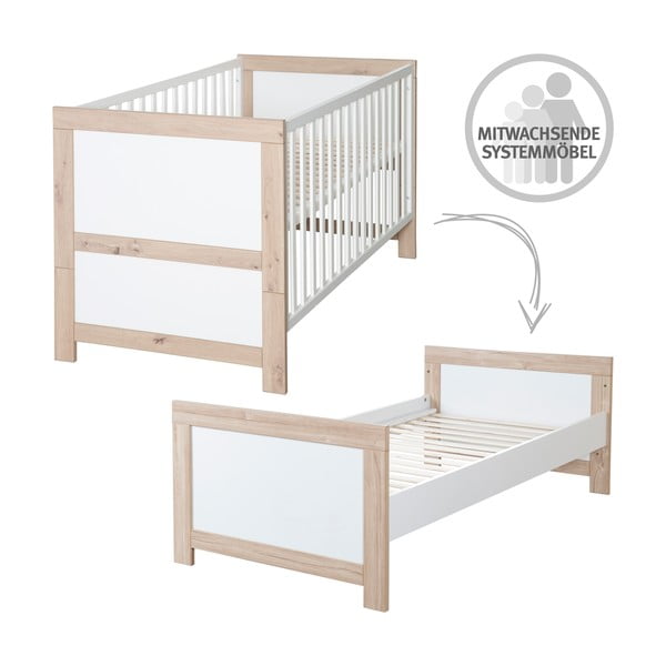 Pătuț alb/în culoare naturală 70x140 cm Malo – Roba-image-3