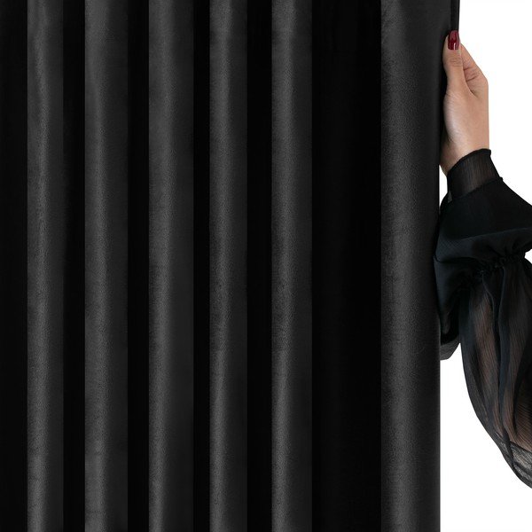 Draperie neagră dimout (semi-opacă) din catifea 200x250 cm Velto – Filumi-image-3