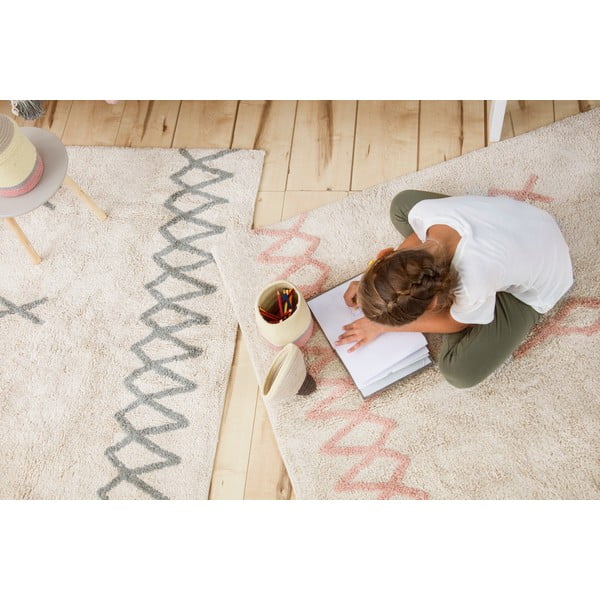 Covor albastru/crem lavabil/țesut manual din bumbac 120x160 cm Atlas Natural – Lorena Canals-image-3