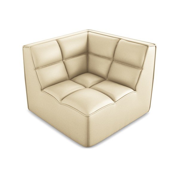 Modul pentru canapea modulară crem cu tapițerie din imitație de piele Kalai – Makamii-image-1