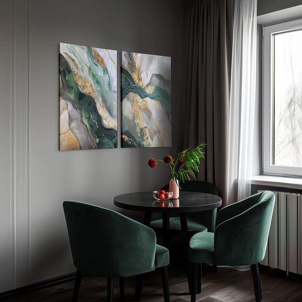 Set de tablouri cu detalii pictate manual 2 buc. 50x70 cm Aventurine – Styler-image-2