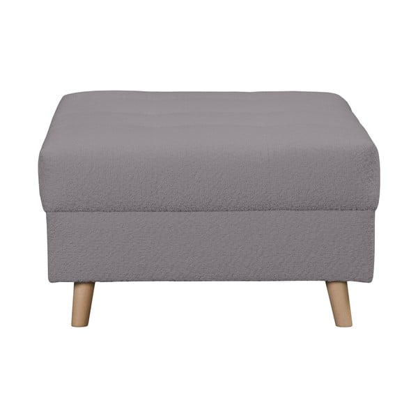 Taburet gri închis cu tapițerie din stofă bouclé Ariella – Ropez-image-3