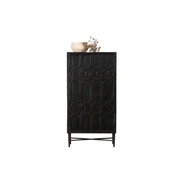 Dulap negru din lemn reciclat 75x143x40 cm Bequest – WOOOD-image-3