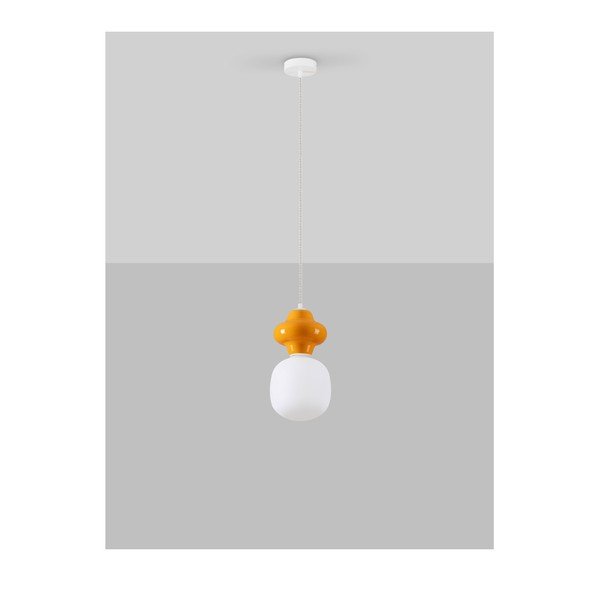 Lustră albă/portocalie din ceramică cu abajur din sticlă ø 18 cm Clio – Nova Luce-image-3