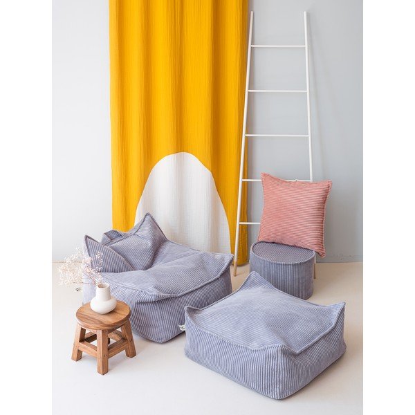 Fotoliu puf pentru copii albastru cu tapițerie din catifea reiată Square – Wigiwama-image-2