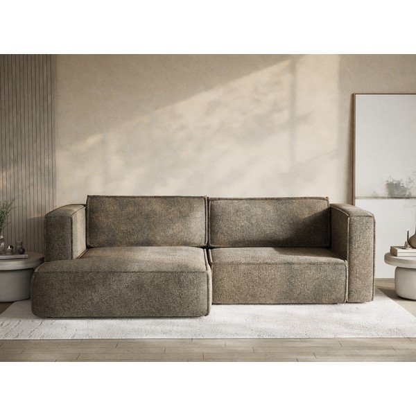 Colțar maro extensibil/cu spațiu de depozitare cu tapițerie din chenille (cu colț pe partea stângă/cu șezlong) Velto – Maison de Rêve-image-1