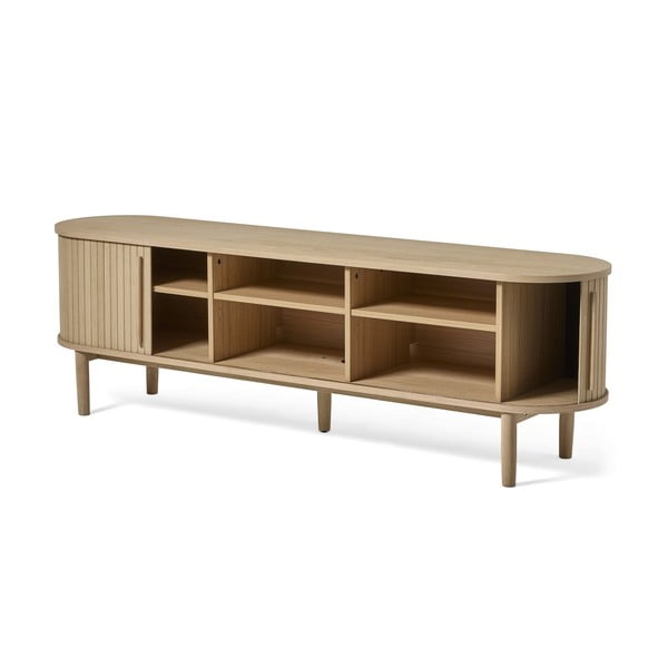 Comodă TV în culoare naturală cu aspect de lemn de stejar 180x56x40 cm Meta – Unique Furniture-image-1