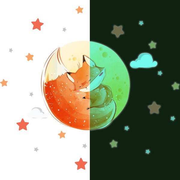 Autocolant de perete pentru copii 30x30 cm Dreamy Fox – Ambiance-image-4