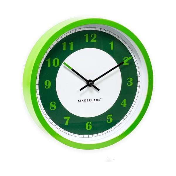 Ceas de perete Kikkerland Time, alb - verde