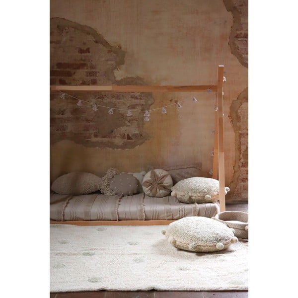 Covor pentru copii kaki/crem lavabil/țesut manual din bumbac 120x160 cm Hippy Dots Olive – Lorena Canals-image-1