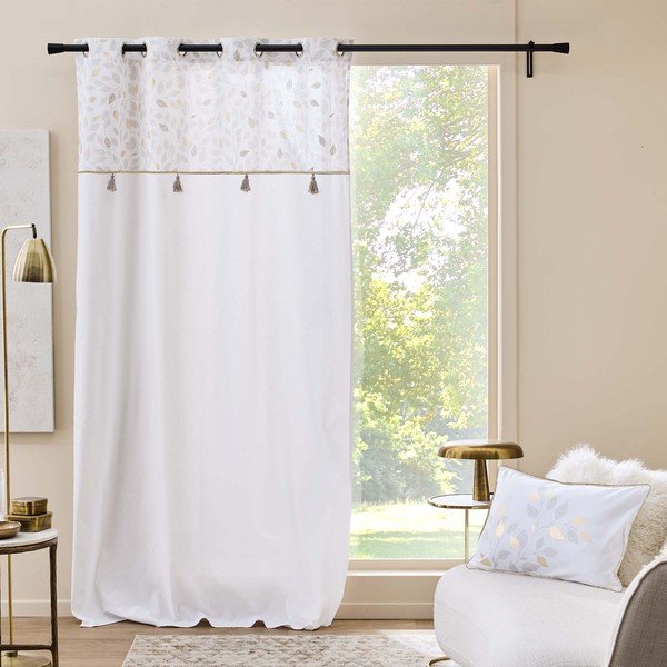 Draperie albă din amestec de bumbac 140x240 cm Duchesse – douceur d'intérieur-image-1