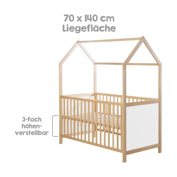 Pătuț alb-natural 70x140 cm – Roba-image-3