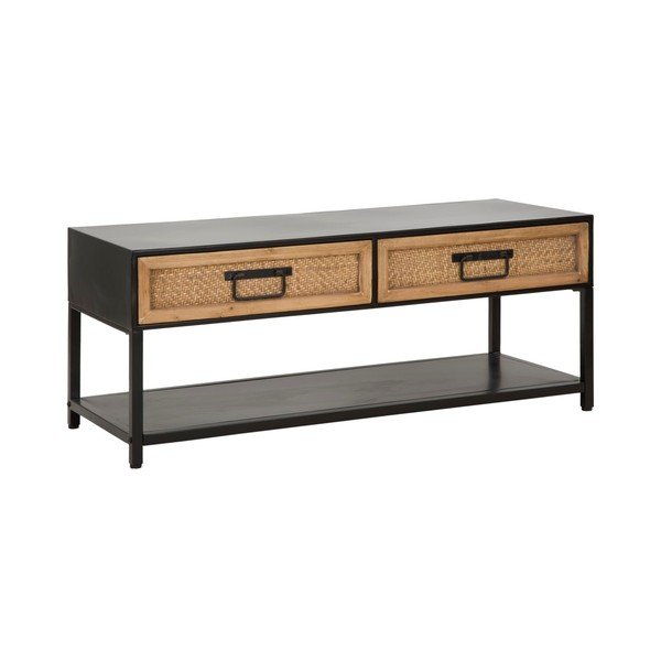 Comodă TV neagră/în culoare naturală din metal 95x38x38 cm Hanoi – Mauro Ferretti-image-2