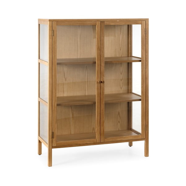 Vitrină în culoare naturală cu aspect de lemn de stejar 90x126x40 cm Ceci – MOME-image-3