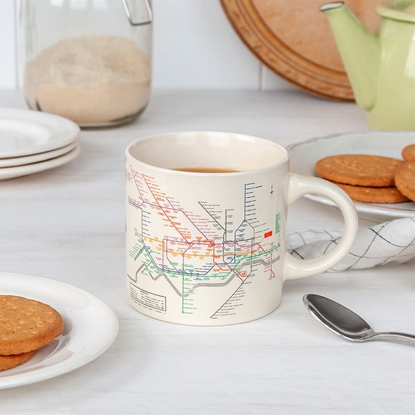 Cană bej din ceramică 350 ml Heritage Tube Map – Rex London-image-1