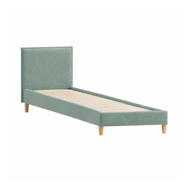 Pat verde tapițat cu somieră 90x200 cm Tina – Ropez