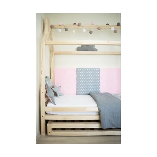 Pat din lemn de molid pentru copii Benlemi Happy, 90 x 200 cm, roz-image-3