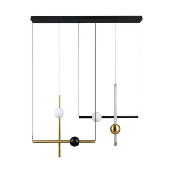 Lustră neagră/aurie LED cu intensitate reglabilă Melita – Trio