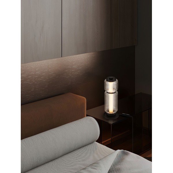 Veioză negru-mat LED din sticlă (înălțime 39 cm) Liesa – Nova Luce-image-1