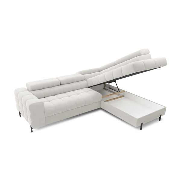 Colțar crem extensibil/cu spațiu de depozitare cu tapițerie din țesătură bouclé (cu colț pe partea dreaptă/în formă de ”L”) Ferucce – ELTAP-image-4