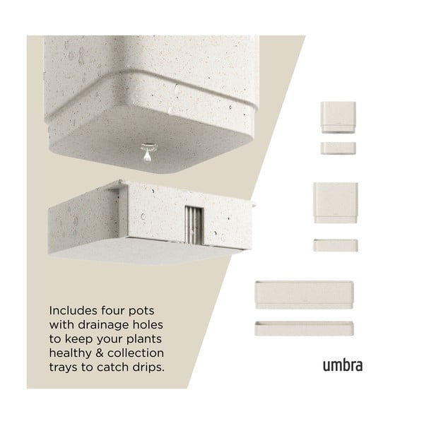 Ghivece 4 buc. din plastic pentru ierburi aromatice, de agățat, de perete Cubiko – Umbra-image-3