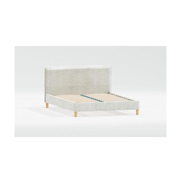 Pat matrimonial bej tapițat cu somieră 200x200 cm Tina – Ropez-image-1