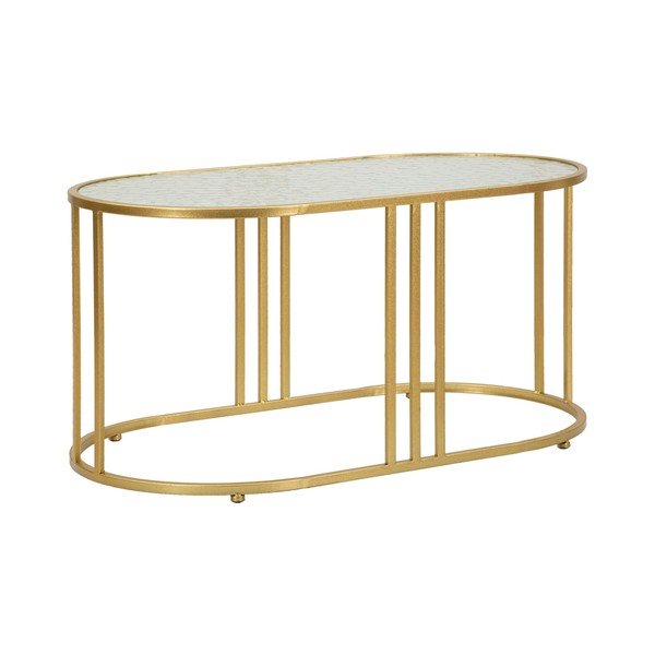 Măsuță de cafea albă-aurie cu blat din sticlă 50x90 cm Antalia – Mauro Ferretti