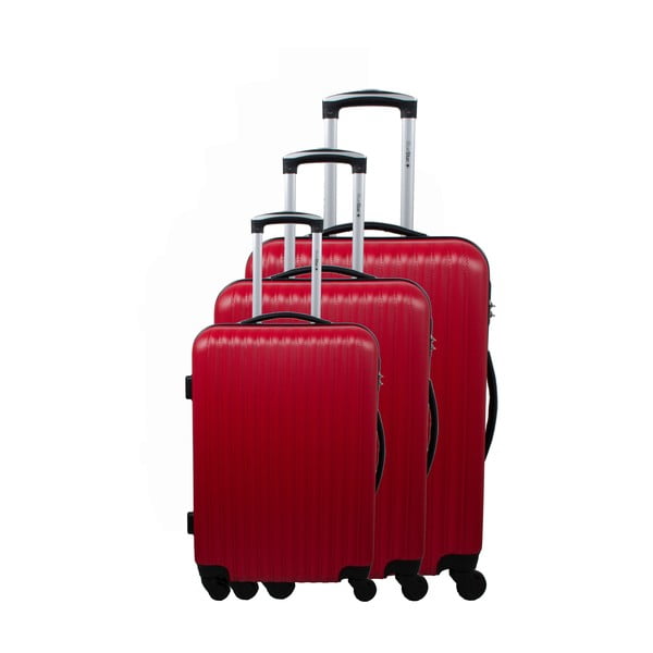 Set 3 valize Brand Developpement Roues Cadenas Red, 105 l/72 l/40 l