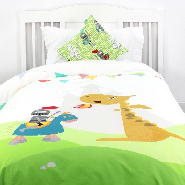 Husă pilotă și pernă din bumbac pentru copii Mr. Fox Knight, 140 x 200 cm-image-2