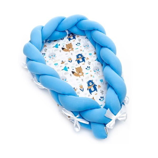 Cuib din bumbac pentru bebeluși cu protecție detașabilă T-TOMI Blue Bears