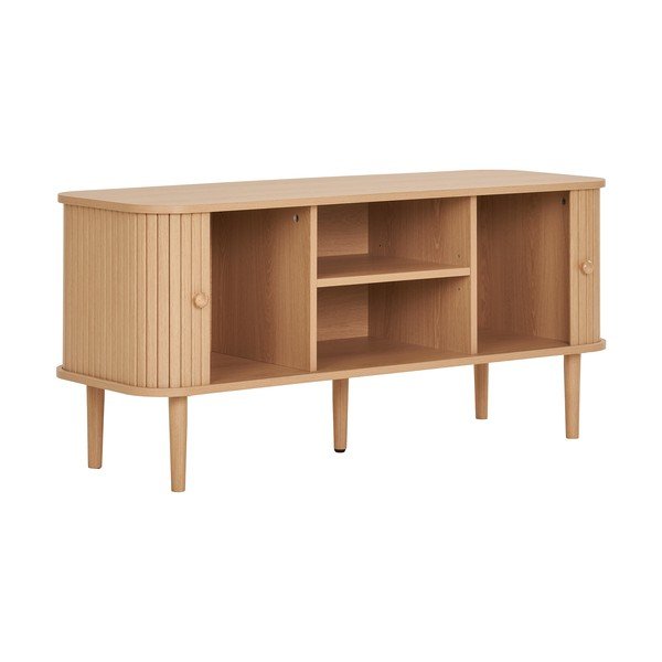 Comodă TV în culoare naturală cu aspect de lemn de pin 113x51,5x40 cm Nikko – House Nordic-image-4