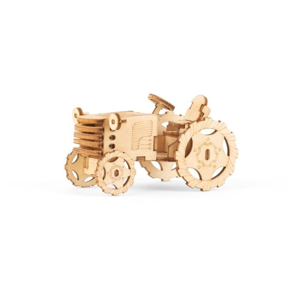 Puzzle din lemn 3D Kikkerland Tractor, tractor