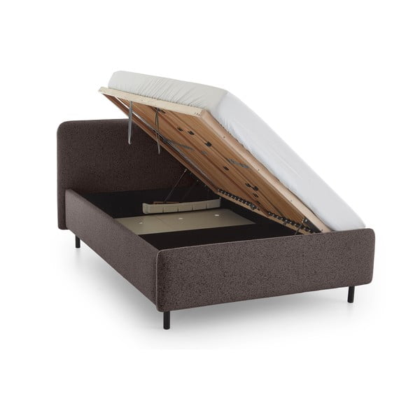 Pat matrimonial gri antracit tapițat cu spațiu de depozitare cu somieră 180x200 cm Primo – Meise Möbel-image-3