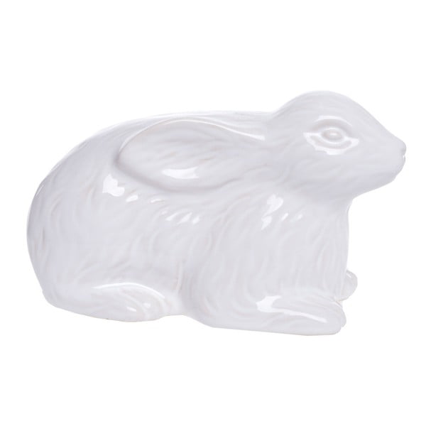 Decorațiune din ceramică Ewax Fuzzy Rabbit, alb