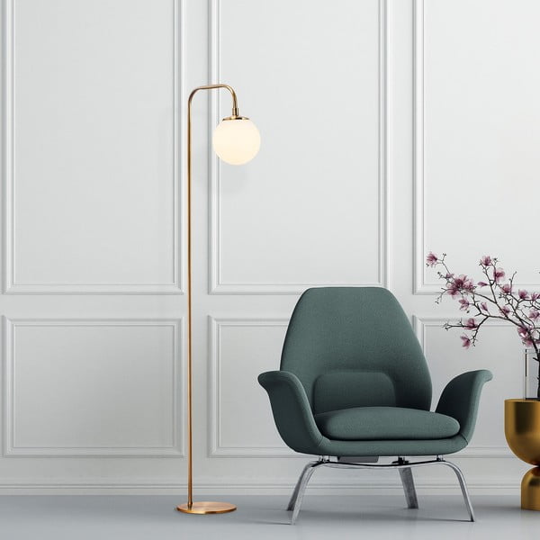 Lampadar alb/alămiu cu abajur din sticlă (înălțime 146 cm) Viran – Opviq lights-image-1