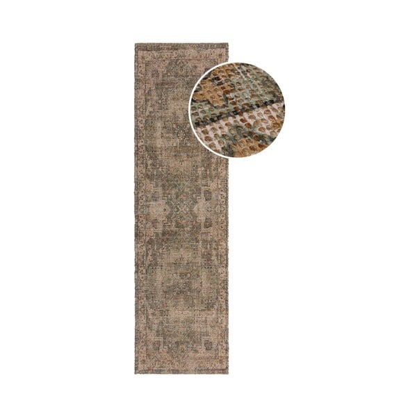 Covor tip traversă kaki țesut manual din amestec de iută 60x230 cm Selena Jute Traditional – Flair Rugs