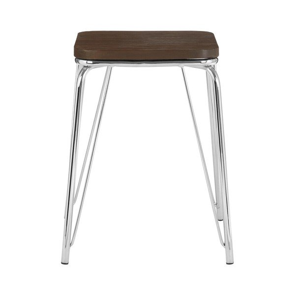 Scaun tip taburet argintiu/în culoare naturală din lemn de ulm District – Premier Housewares-image-2