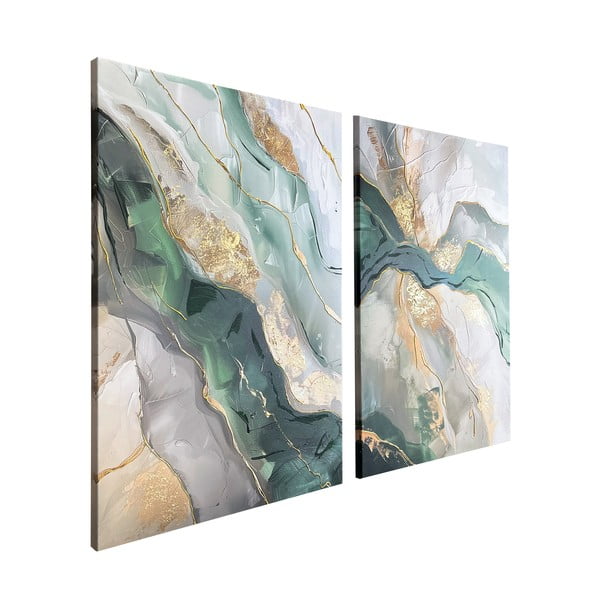 Set de tablouri cu detalii pictate manual 2 buc. 50x70 cm Aventurine – Styler-image-4