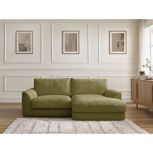 Colțar kaki cu tapițerie din chenille (cu colț pe partea dreaptă/cu șezlong) Leonore – Bobochic Paris-image-1