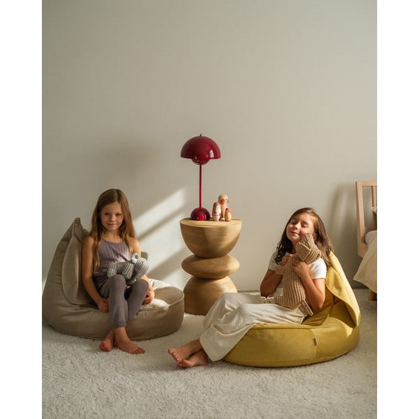 Fotoliu puf pentru copii galben cu tapițerie din catifea Bunny – Wigiwama-image-3