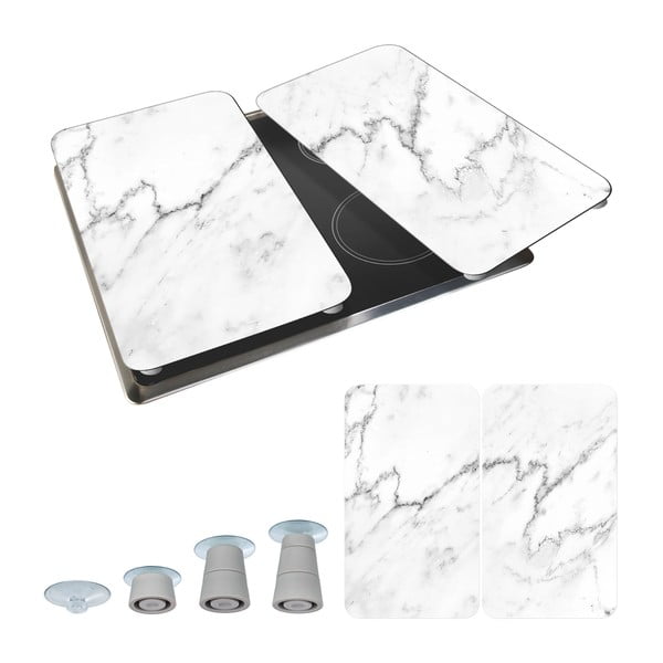 Set 2 protecții din sticlă pentru aragaz Wenko Marble, 52 x 30 cm-image-2