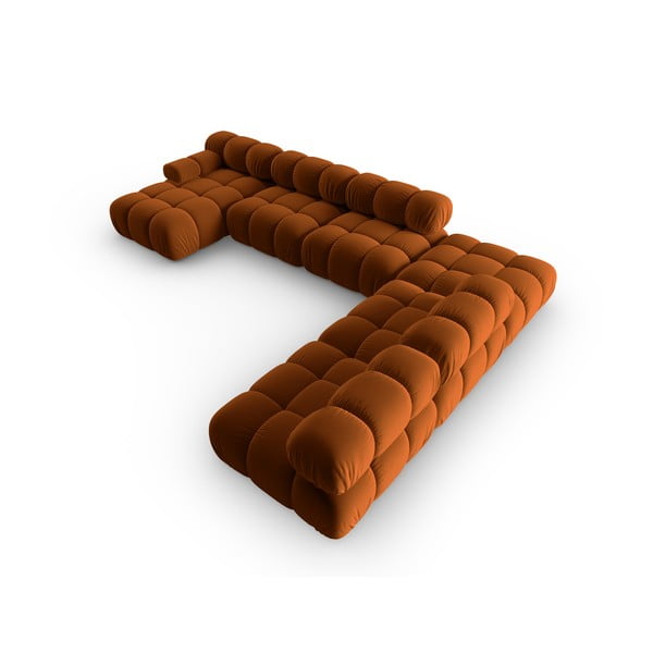 Canapea portocalie cu tapițerie din catifea 379 cm Bellis – Micadoni Home-image-4