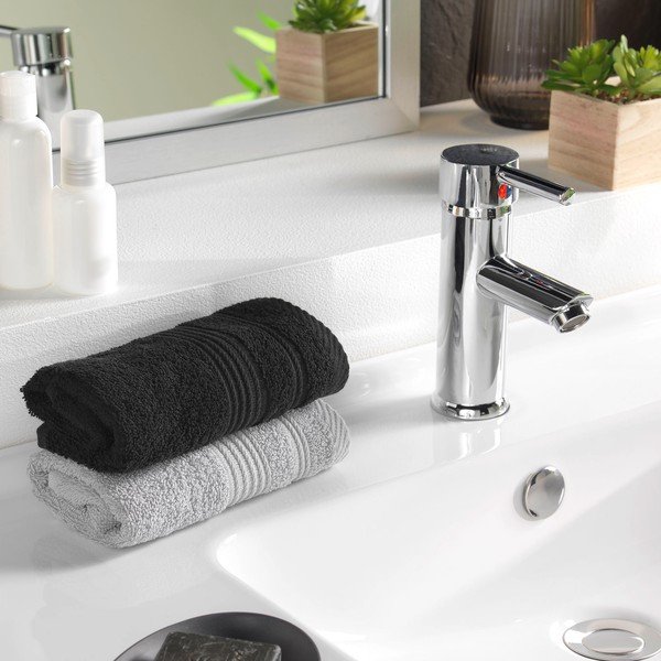 Prosop negru din bumbac din frotir 30x50 cm Tendresse – douceur d'intérieur-image-1