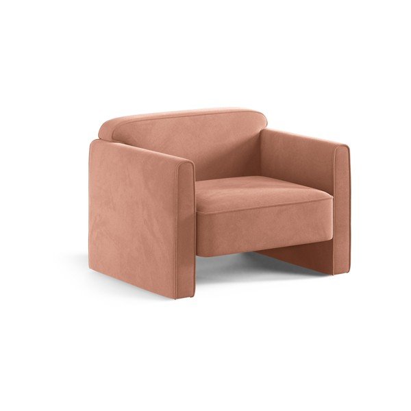 Fotoliu roz cu tapițerie din catifea Abby – Micadoni 